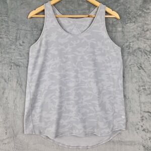 Lululemon Top Womens 8 Gray Camo Essential Tank Pleated Athletic Sporty Workout